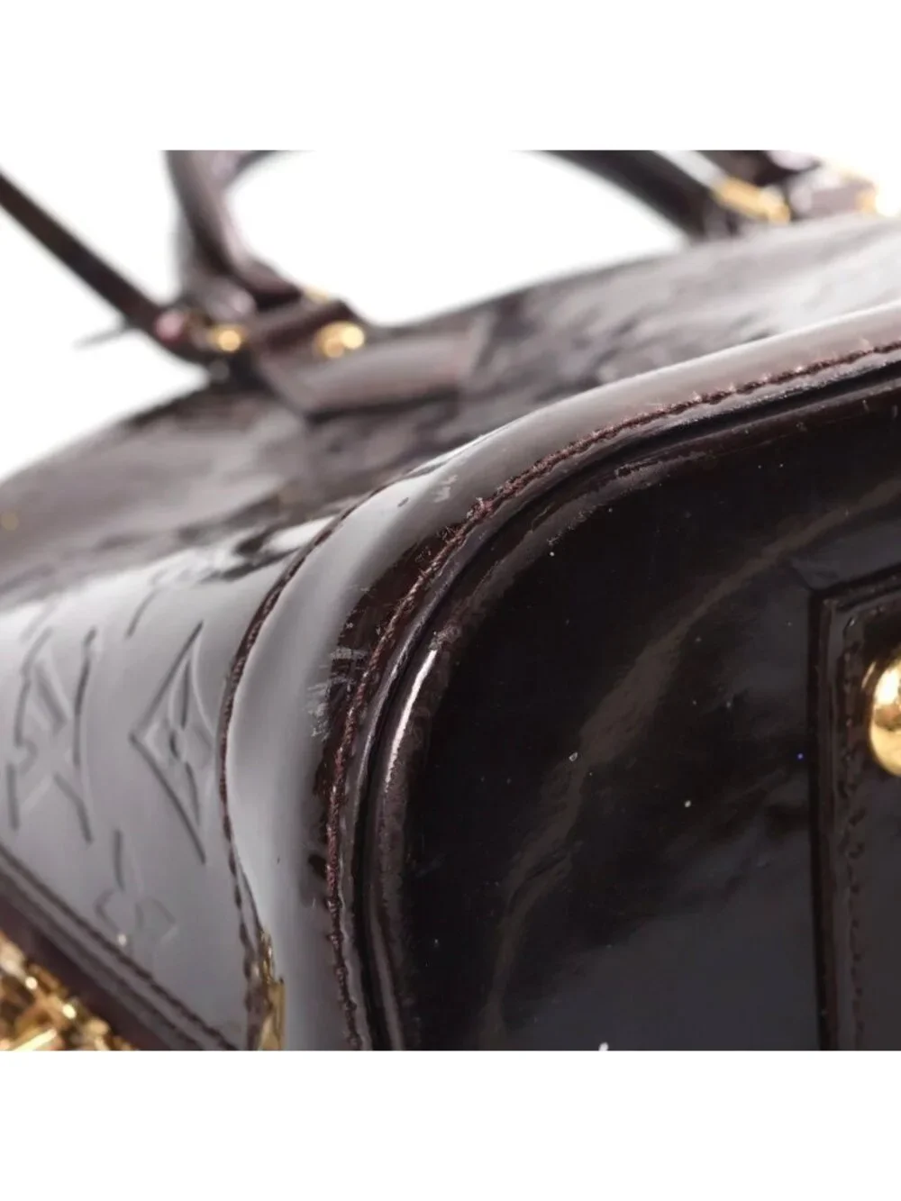 Louis Vuitton Monogram Vernis Alma GM Handbag Patent Leather Amarante Wine Red